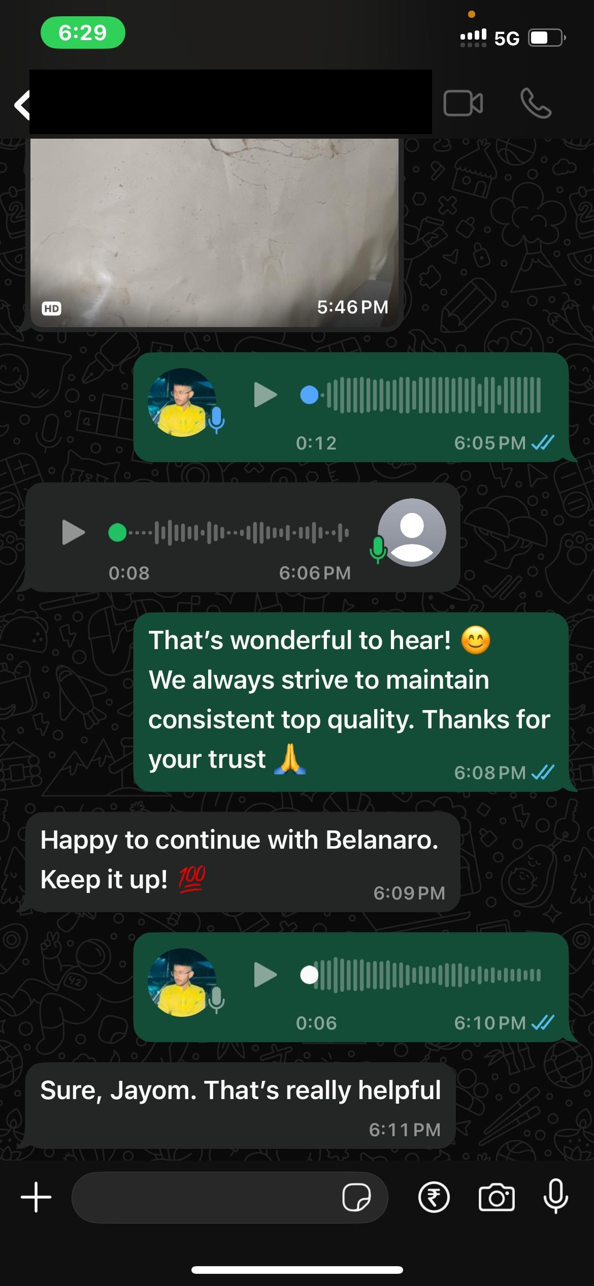 Client testimonial screenshot 1